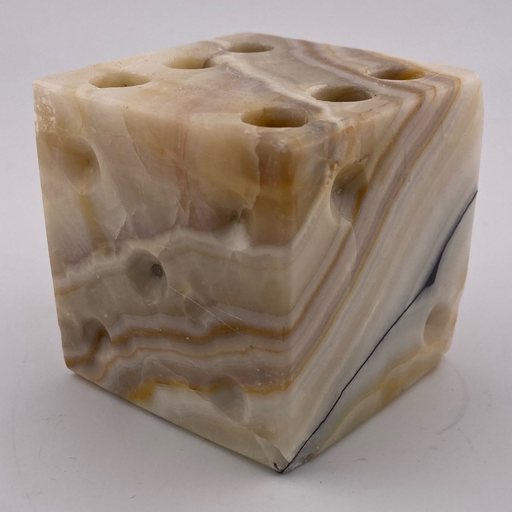 Vintage Natural Onix Stone Multi-Hole Pen Holder